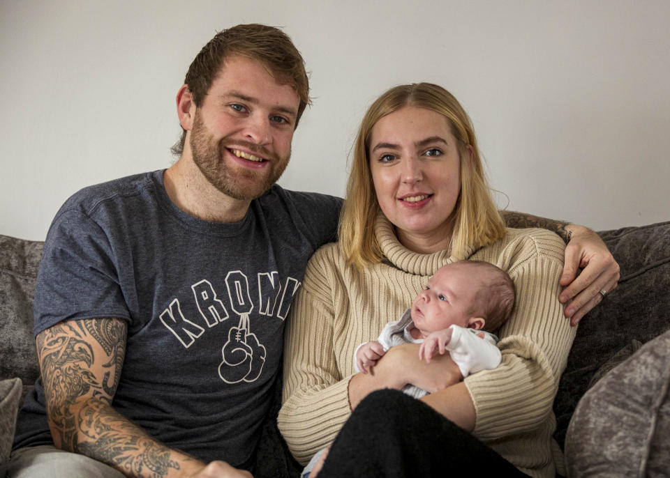 Abi Naylor started experiencing excruciating migraines after her baby was born, which turned out to be a brain tumour. (Matthew Lofthouse/SWNS)