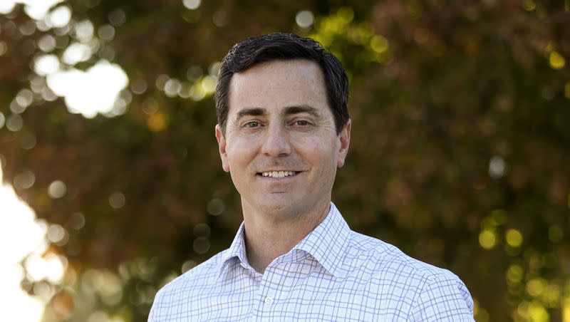 Riverton Mayor Trent Staggs poses for a photo in Taylorsville in 2020. Staggs announced Tuesday a bid for Mitt Romney’s U.S. Senate seat.