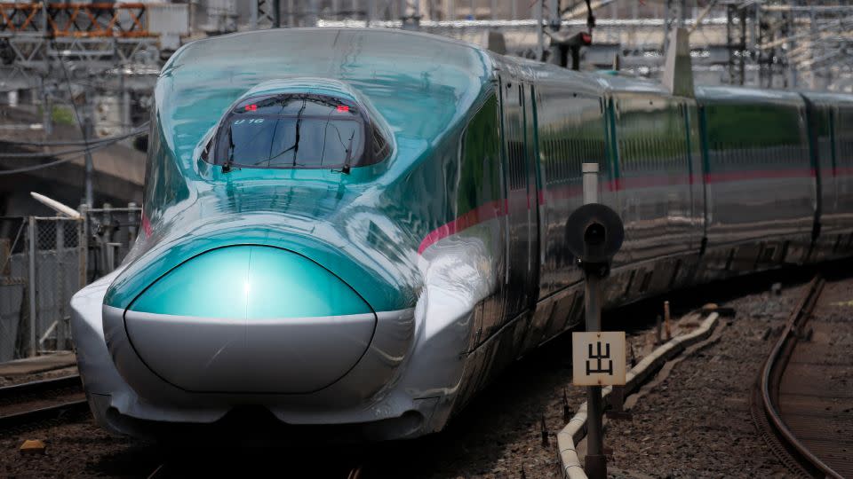 The long nose on Japan's Shinkansen trains is designed to reduce sonic booms in tunnels. - Kiyoshi Ota/Bloomberg/Getty Images