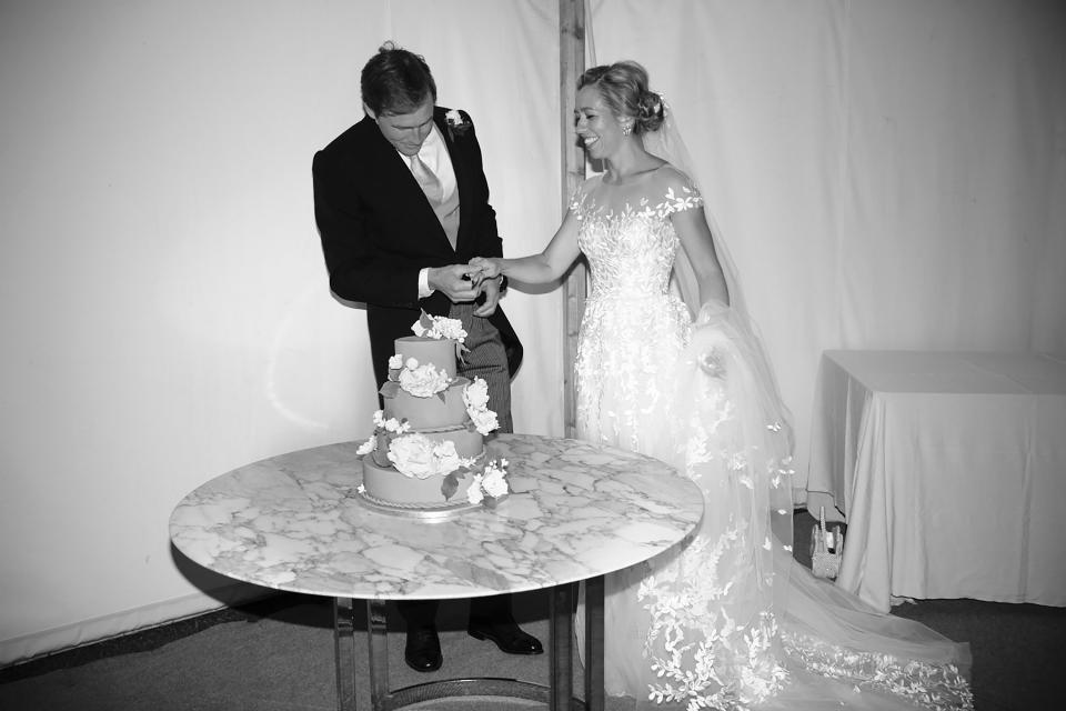 I used a marble Art Deco table from the house for the cake rather than a white cloth.