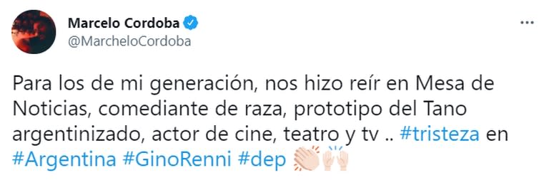 Los famosos despidieron a Gino Renni en Twitter