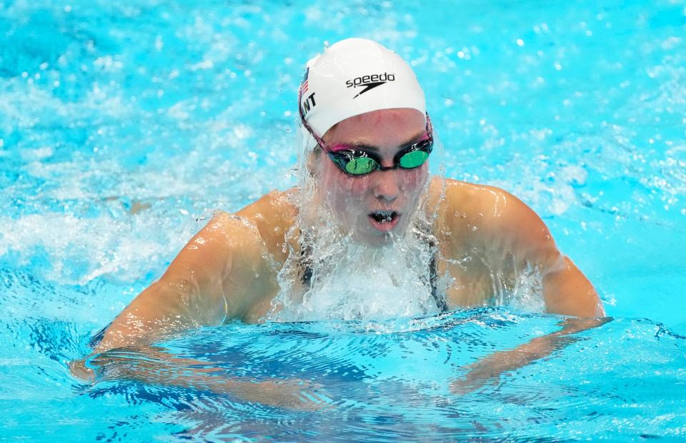 Emma Weyant (USA) during the women's 400m individual medley heats during the Tokyo Olympics.