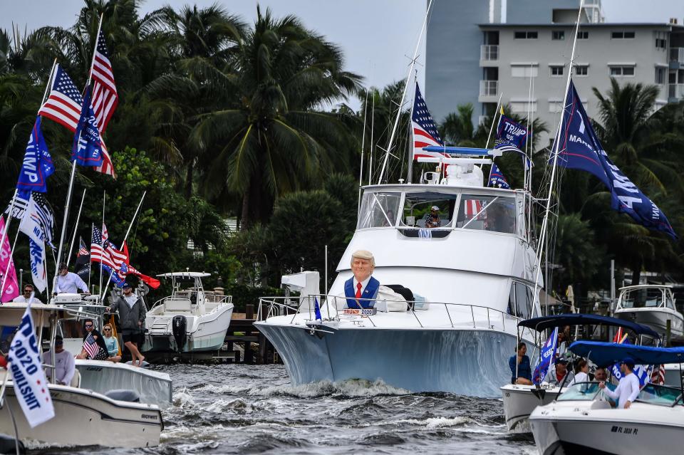 Trump supporters participate in a boat rally in Fort Lauderdale, FloridaAFP via Getty Images