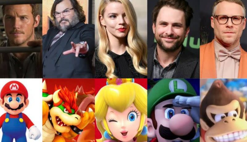 Parte del elenco de la nueva película de Mario