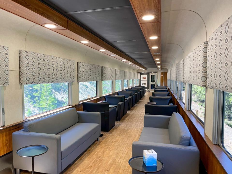 An exclusive train car for first-class passengers on the Rocky Mountaineer.