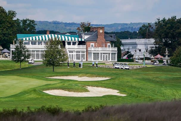 PHOTO: Golfers gather at Trump National Golf Club in Bedminster, N.J., on Oct. 2, 2020. (Seth Wenig/AP, FILE)