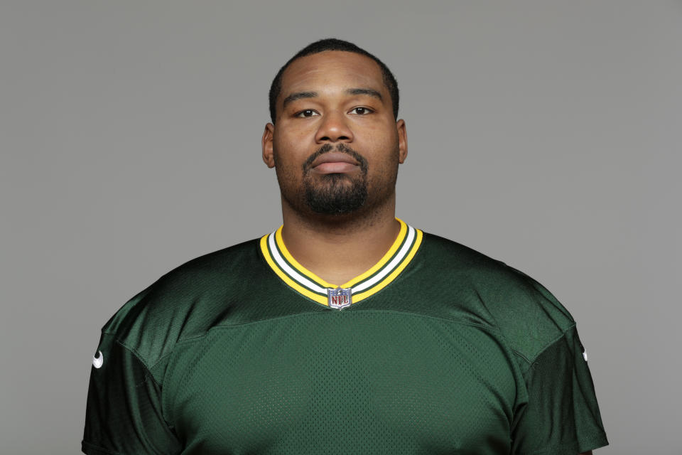 FILE - Jahri Evans of the Green Bay Packers NFL football team is shown June 12, 2017. Evans is one of five first-year eligible players among 28 modern day semifinalists for the Pro Football Hall of Fame’s class of 2023. (AP Photo/File)