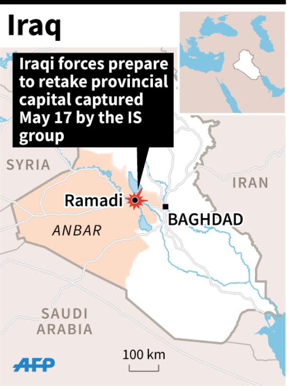 Map locating Ramadi, the capital of Iraq's Anbar's province