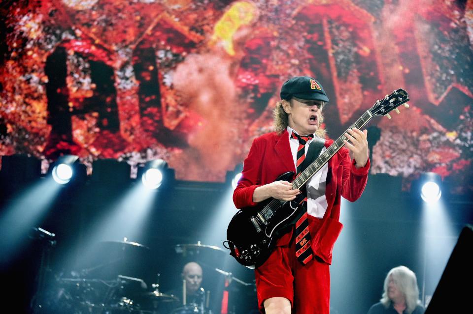 Guitar player Angus Young of AC/DC performs during the AC/DC Rock Or Bust Tour at Madison Square Garden on September 14, 2016 in New York City.