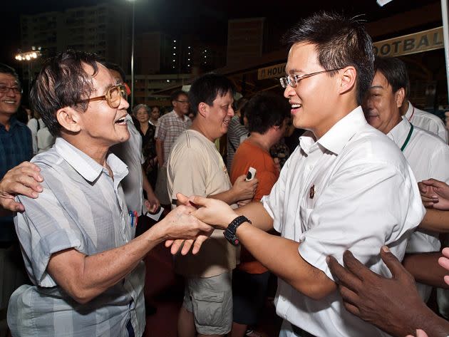 Choo had the support of his elderly aunts who made it down to the rally to support him too. (Yahoo! Singapore/ Alvin Ho)