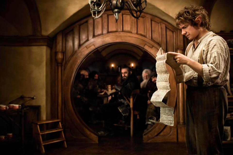 FILE - This publicity film image released by Warner Bros., shows Martin Freeman as Bilbo Baggins in a scene from the fantasy adventure "The Hobbit: An Unexpected Journey." Dolby Laboratories Inc. and director Peter Jackson's Park Road Post Production announced Wednesday, Oct. 24, 2012 that "The Hobbit: An Unexpected Journey" will be mixed and released in Dolby Atmos. The first of three films in “The Hobbit” series is slated to be released Dec. 14, 2012. (AP Photo/Warner Bros., James Fisher, File)