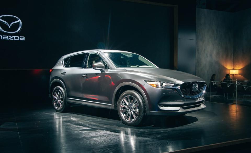 <p>At long last, <a href="https://www.caranddriver.com/news/a27172486/2019-mazda-cx-5-diesel-photos-info/" rel="nofollow noopener" target="_blank" data-ylk="slk:Mazda's 2.2-liter diesel engine has reached the U.S. market;elm:context_link;itc:0;sec:content-canvas" class="link ">Mazda's 2.2-liter diesel engine has reached the U.S. market</a>. Its first application here? <a href="https://www.caranddriver.com/mazda/cx-5" rel="nofollow noopener" target="_blank" data-ylk="slk:The 2019 Mazda CX-5;elm:context_link;itc:0;sec:content-canvas" class="link ">The 2019 Mazda CX-5</a>, where it joins the crossover's gas-fed entry-level 2.5-liter engine and turbocharged 2.5-liter engine.</p>
