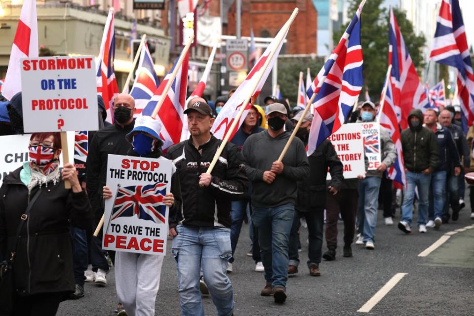 Many loyalists oppose the Northern Ireland Protocol (Peter Morrison/PA) (PA Archive)