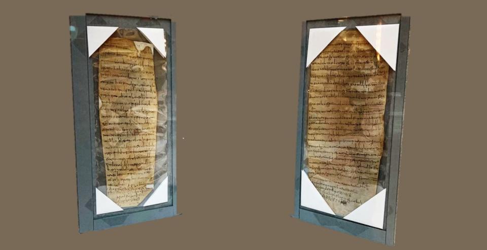 Two 9th century Roman manuscripts, describing the sale of lands and vineyards, were repatriated to Italy in 2019 after an investigation by Homeland Security Investigations in Philadelphia and Delaware.