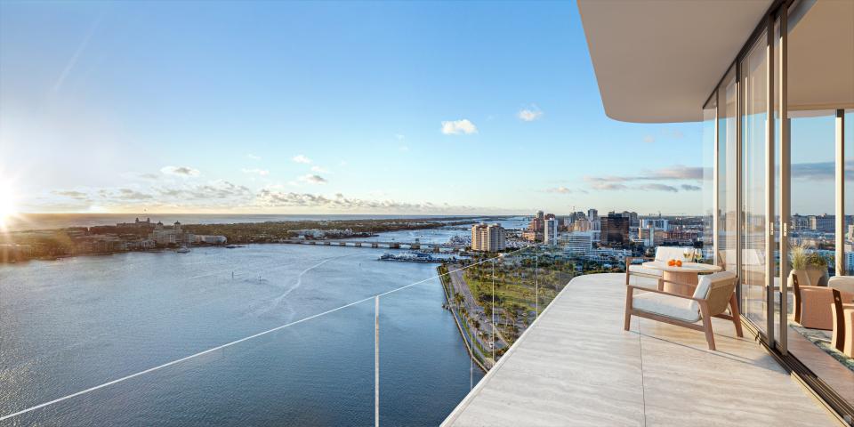 Rendering of balcony of Ritz-Carlton Residences West Palm Beach, a new condo being launched by Related Group and BH Group.