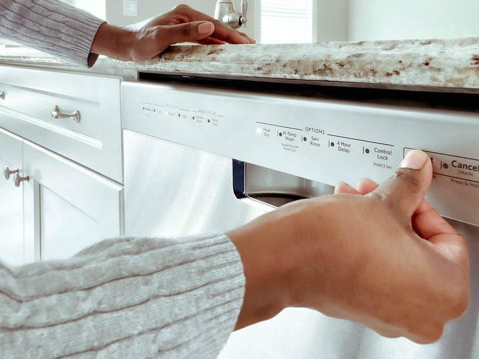 Turning on a dishwasher