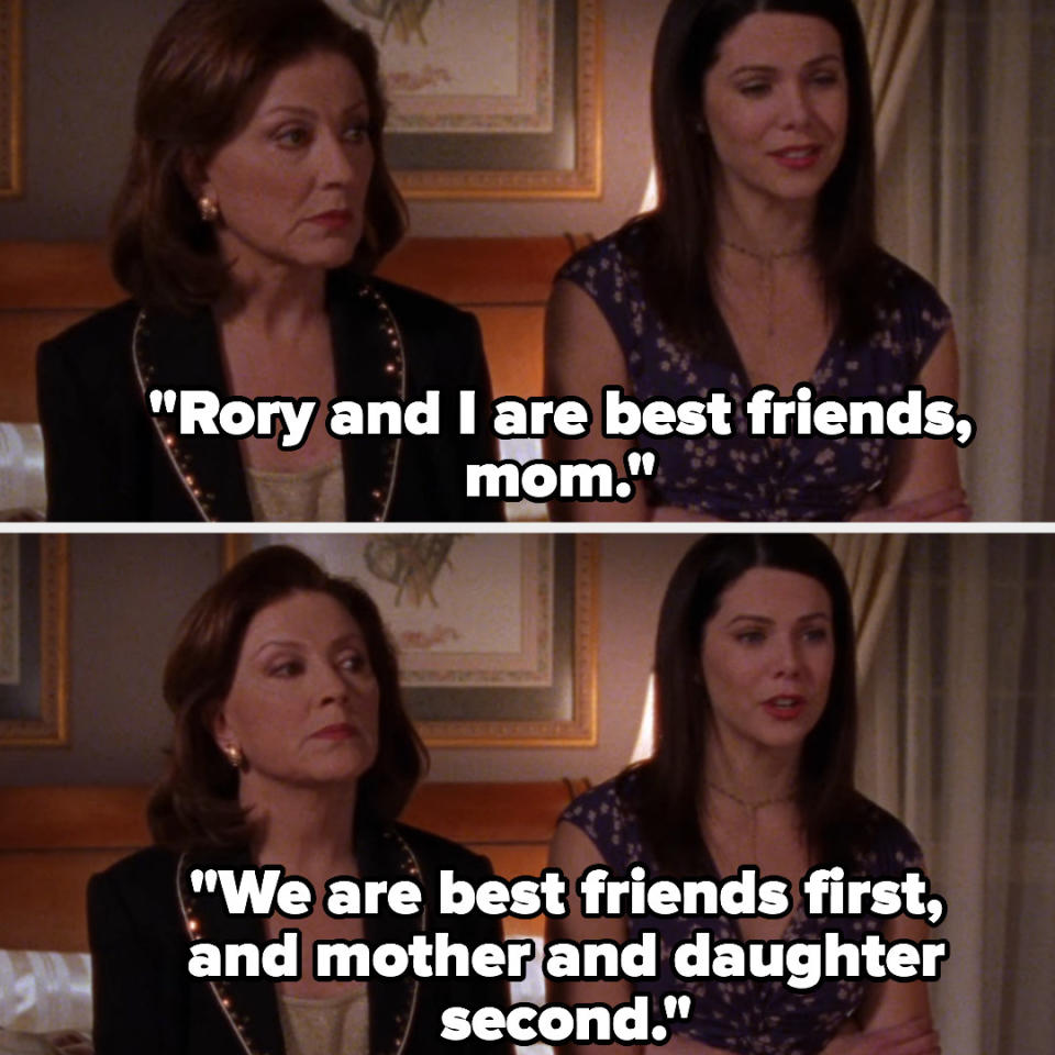 <div><p>"I would argue that Lorelai is worse than Rory on <i>Gilmore Girls.</i> The entire show is basically one big lesson how to NOT parent. You should never treat your child as your adult best friend in the way Lorelai did. Though, Lorelai also had horrible parents, so it's kind of a long cycle of it in that family."</p><p>—<a href="https://www.buzzfeed.com/j-north" rel="nofollow noopener" target="_blank" data-ylk="slk:j-north" class="link ">j-north</a></p><p>"I stopped watching that show because as I grew up and became more emotionally mature, I realized how immature Lorelei was."</p><p>—<a href="https://go.redirectingat.com?id=74679X1524629&sref=https%3A%2F%2Fwww.buzzfeed.com%2Fhannahmarder%2Floathed-main-characters&url=https%3A%2F%2Fwww.reddit.com%2Fr%2FAskReddit%2Fcomments%2Fxr9p1s%2Fcomment%2Fiqgy27a%2F%3Futm_source%3Dreddit%26utm_medium%3Dweb2x%26context%3D3&xcust=6907790%7CBF-VERIZON&xs=1" rel="nofollow noopener" target="_blank" data-ylk="slk:u/Regular-Procedure-86" class="link ">u/Regular-Procedure-86</a></p></div><span> The WB</span>
