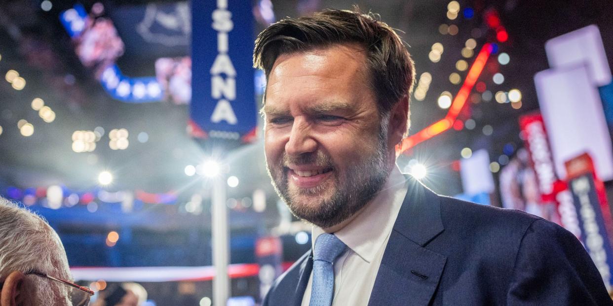 Sen. JD Vance at the Republican National Convention on Monday.