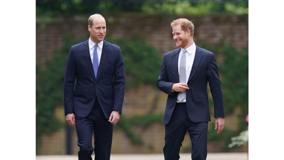 Prince William and Prince Harry in suits