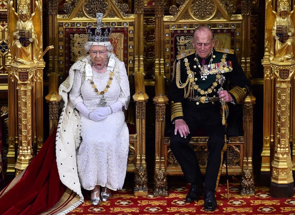 The Queen and the Duke of Edinburgh at the State Opening of Parliament, 2015 (AFP/Getty)