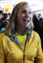 London 2012 Olympic athlete Libby Trickett arrives at Sydney Airport Wednesday August 15, 2012 . (AAP Image/Mick Tsikas) NO ARCHIVING