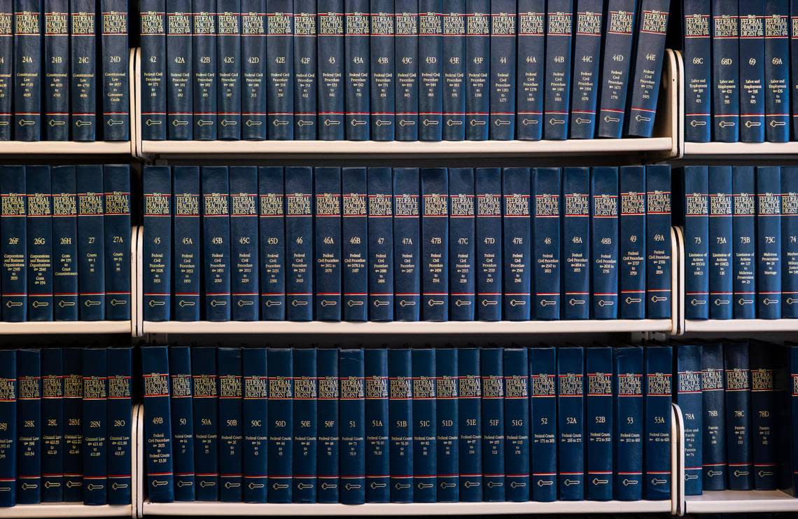 Rows of West’s Federal Practice Digest sit on shelves in the Jackson County Law Library’s downtown space. The location will close down as its lease expires at the end of May. Nathan Pilling
