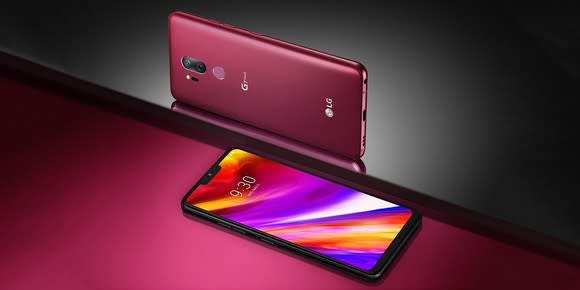 Lg G7 ThinQ on its back and side