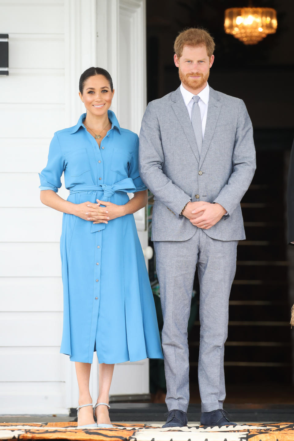 Wearing a Veronica Beard dress. (Getty Images)