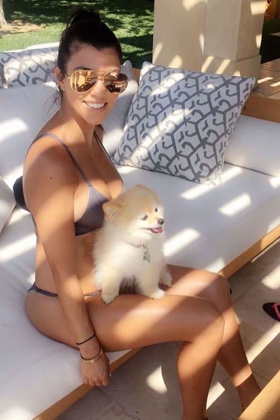 <p>Kourtney K, the dog whisperer.</p>