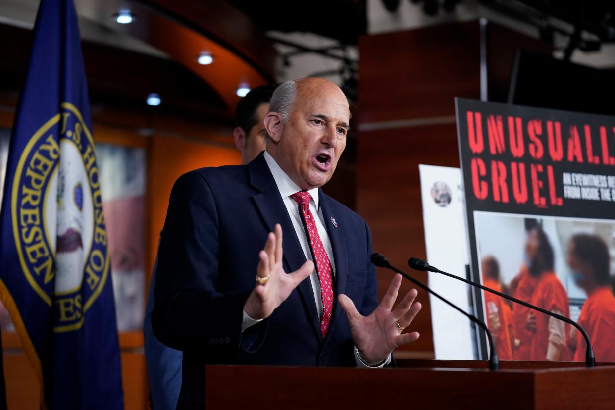 Rep. Louie Gohmert (R-Texas) speaks at a news conference on the treatment of people being held in jail who are charged with crimes in the Jan. 6 insurrection, at the Capitol in Washington on, Dec. 7, 2021