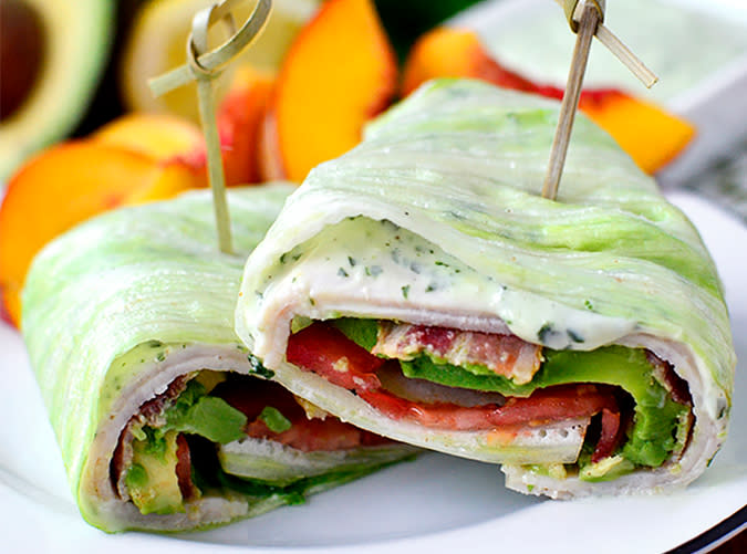 Turkey and Bacon Wraps with Basil Mayo