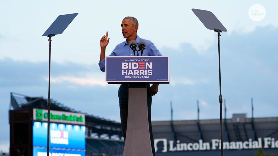 Former President Barack Obama took aim at President Donald Trump's COVID-19 response at a rally in Philadelphia for Joe Biden.