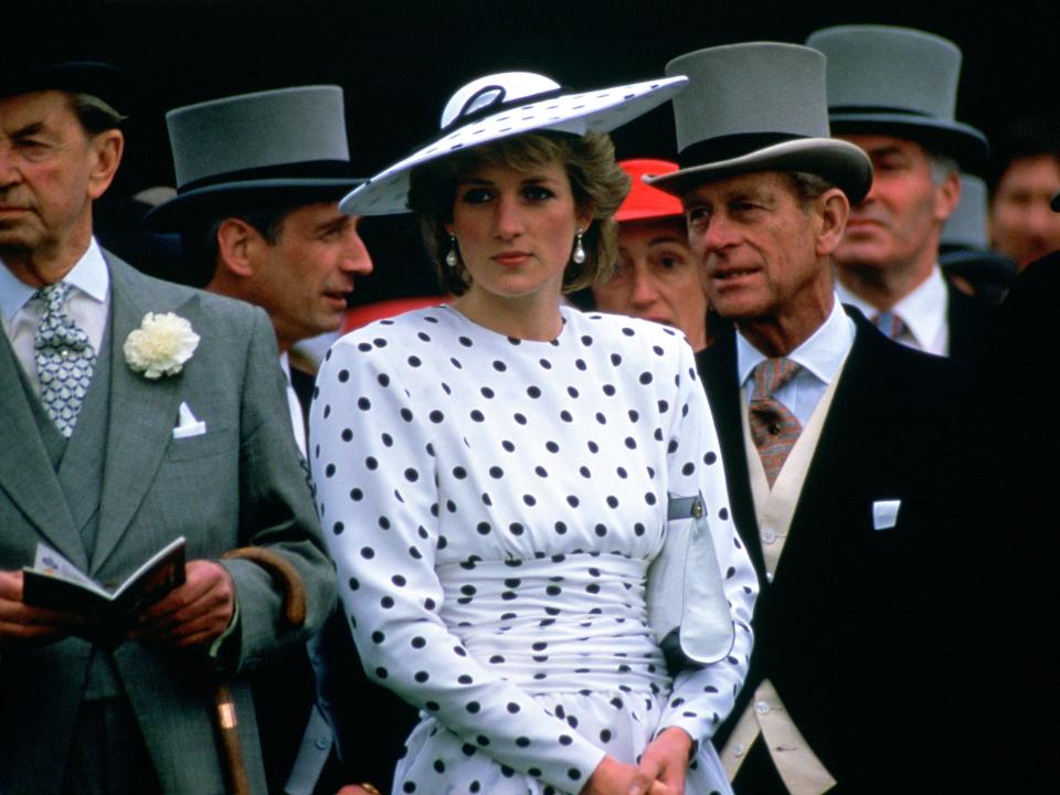 Princess Diana wears a polka dot outfit to Derby Day in 1992