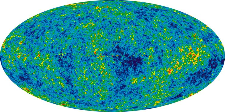 <span class="caption">A map of the universe’s cosmic microwave background radiation.</span> <span class="attribution"><a class="link " href="https://wmap.gsfc.nasa.gov/media/101080/" rel="nofollow noopener" target="_blank" data-ylk="slk:NASA;elm:context_link;itc:0;sec:content-canvas">NASA</a></span>