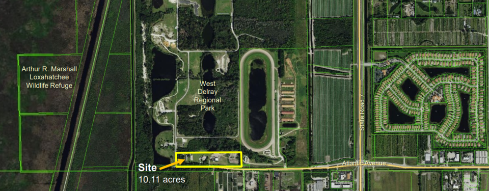 Map shows location of proposed RV park off Atlantic Avenue near West Delray Regional Park