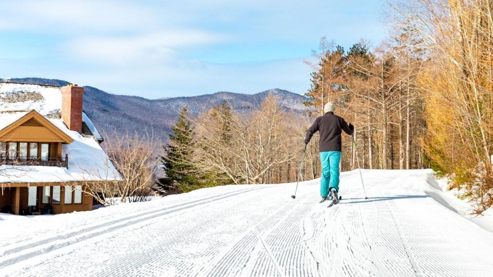 Cross-country skiing at Trapp Family Lodge in Stowe, Vermont.