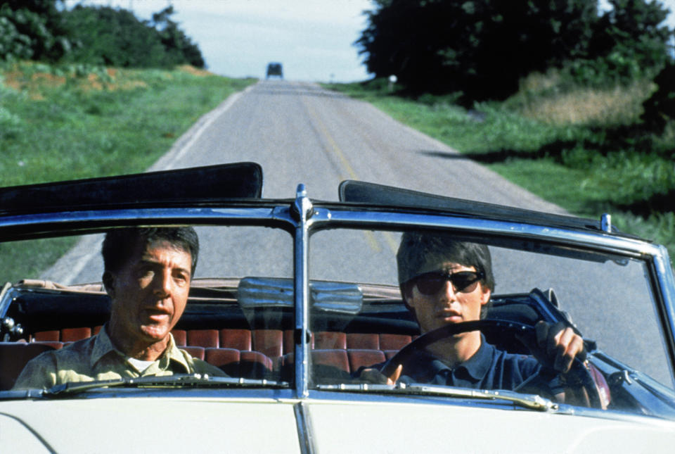 Dustin Hoffman and Tom Cruise in <i>Rain Man</i> (1988). Screenwriter Barry Morrow said that offers were simultaneously made to Hoffman and Bill Murray, but that Hoffman responded first and claimed the part of Raymond. (Photo: United Artists/Courtesy Everett Collection)