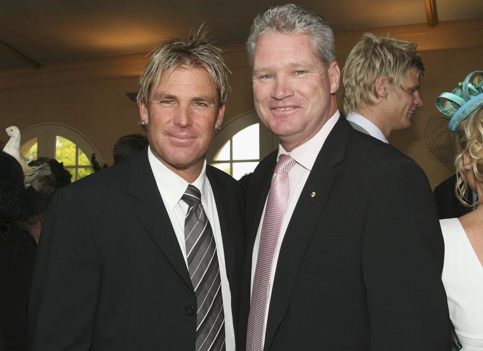 Shane Warne and Dean Jones, pictured here at Victoria Derby Day in 2006.