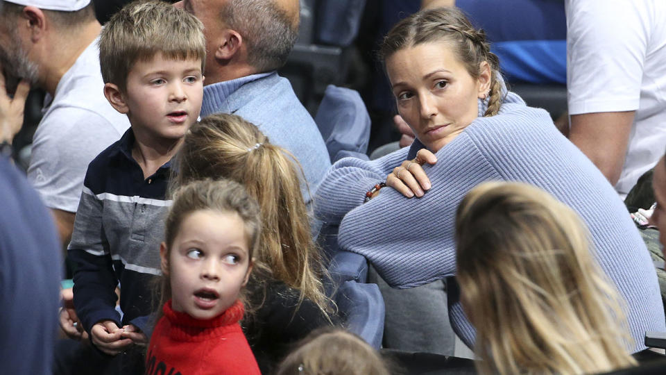 Novak Djokovic's wife Jelena and son Stefan, pictured here at the Paris Masters.