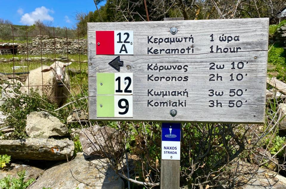 A helpful strada waymarking sign on Naxos (Clare Hargreaves)