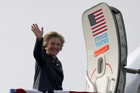 U.S. Democratic presidential nominee Hillary Clinton leaves Pueblo, Colorado, U.S. October 12, 2016. REUTERS/Lucy Nicholson