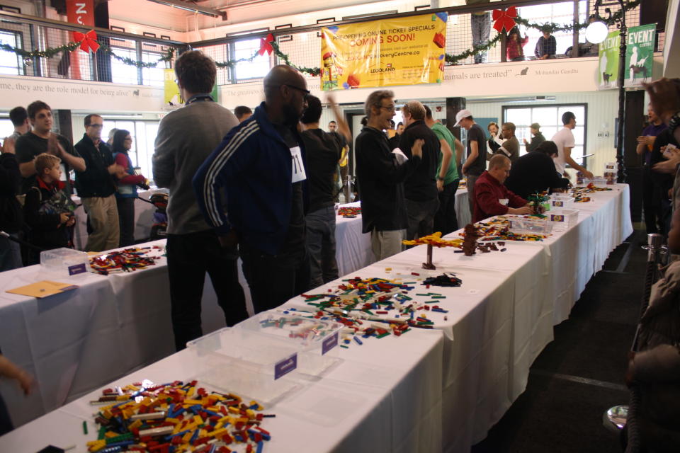 Contestants build during round one of the LEGOLAND Toronto master model builder competition.