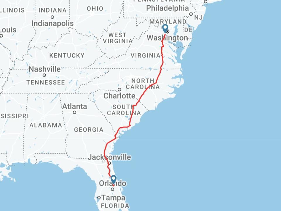 Auto train route amtrak