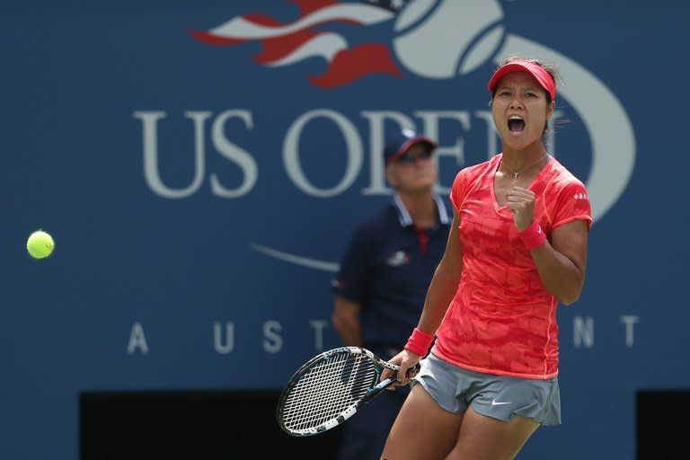 Li Na celebrates a point during a match against Laura Robson at the 2013 US Open on August 30, 2013 in New York. Chinese fifth seed Li Na avenged the loss that eliminated her from last year's US Open with a 6-2, 7-5 triumph over British teen Laura Robson on Friday and powering her way into the fourth round