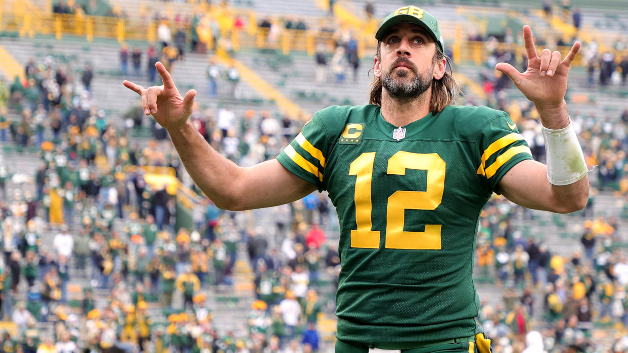 Aaron Rodgers leads the Green Bay Packers into Arizona to try and hand the undefeated Cardinals their first loss of the year in Week 8. (Photo by Stacy Revere/Getty Images)