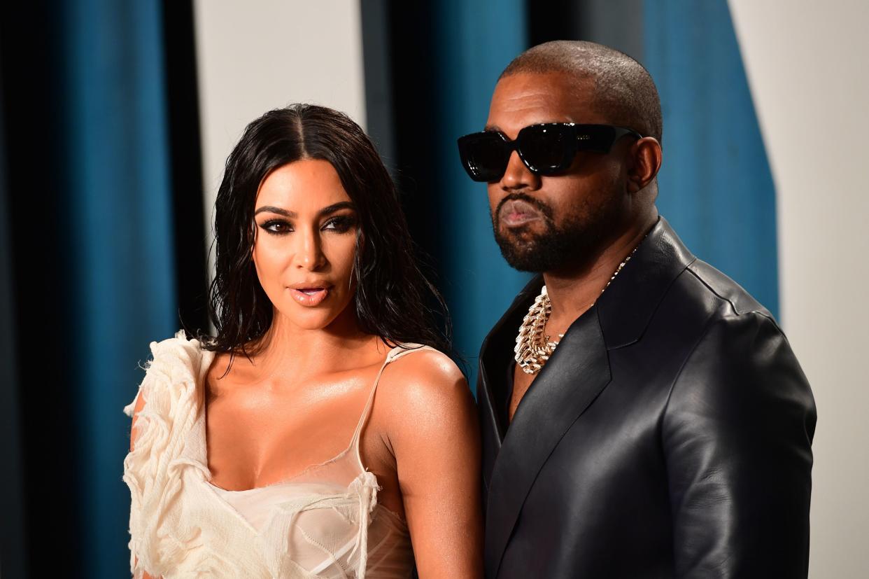 <p>Kim Kardashian and Kanye West.</p> (Pa)