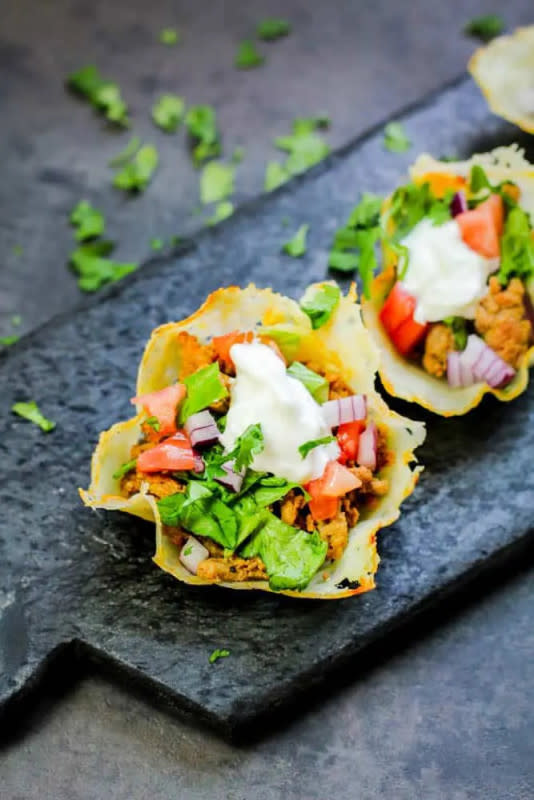 <p>I Save A to Z</p><p>These taco cups are as fun as they are yummy!</p><p><strong>Get the recipe:</strong><a href="https://www.isavea2z.com/keto-cheese-shell-taco-cups-recipe/" rel="nofollow noopener" target="_blank" data-ylk="slk:Keto Cheese Shell Taco Cups;elm:context_link;itc:0;sec:content-canvas" class="link rapid-noclick-resp"> <strong>Keto Cheese Shell Taco Cups</strong></a></p>