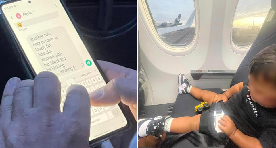 The Qantas passenger's text message and the 1-year-old toddler. 