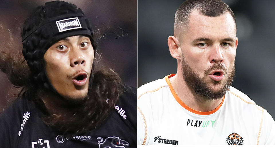 Pictured right to left, David Klemmer and Jarome Luai. 