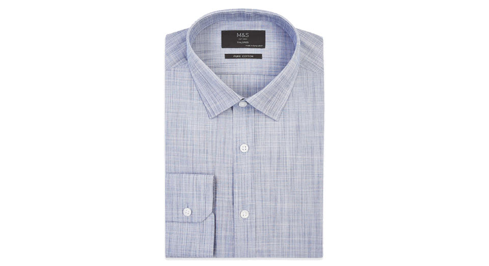 Tailored Fit Pure Cotton Textured Shirt 